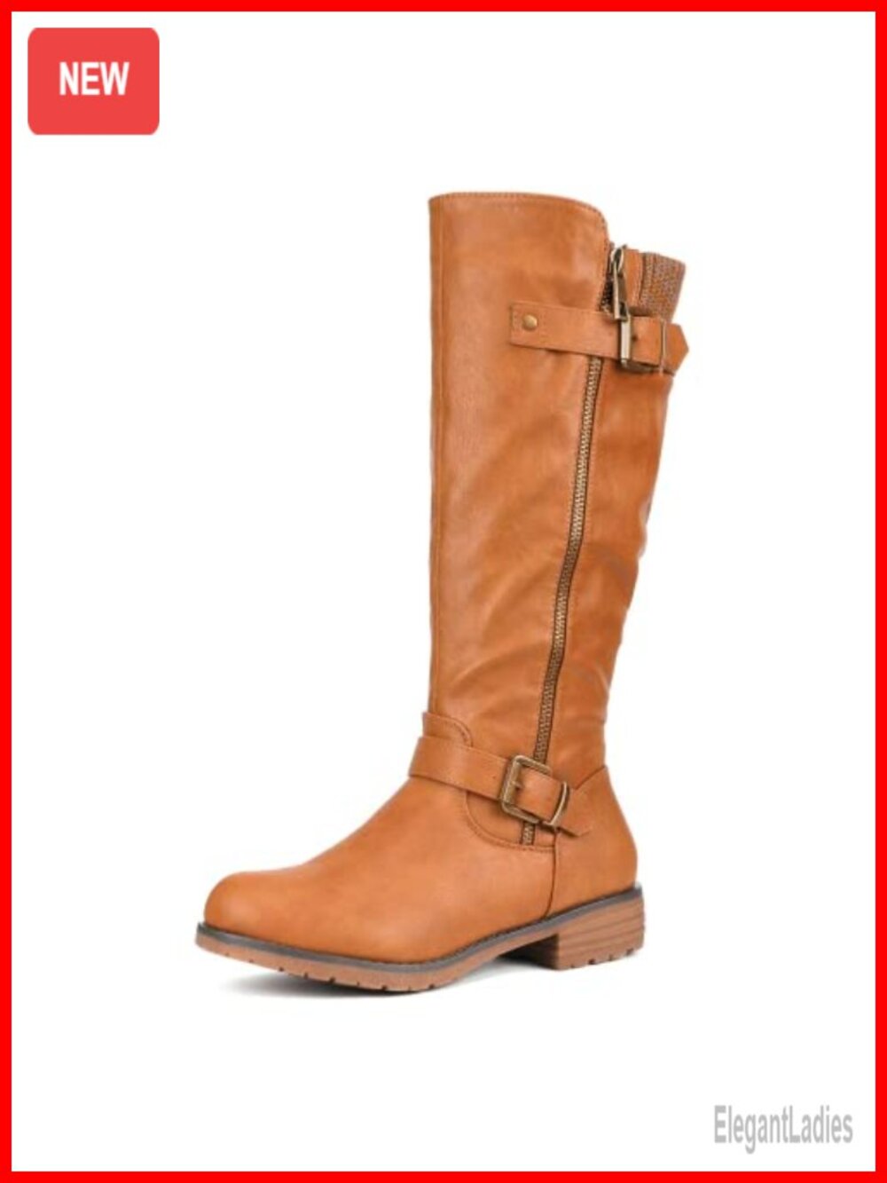 Womens Side Zipper Knee High Riding Boots Soft PU Leather Comfortable